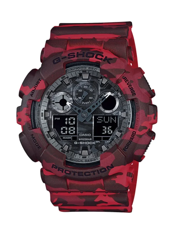 Casio G-Shock GA100m-4A Red Camouflage Analog - Digital Men's Watch