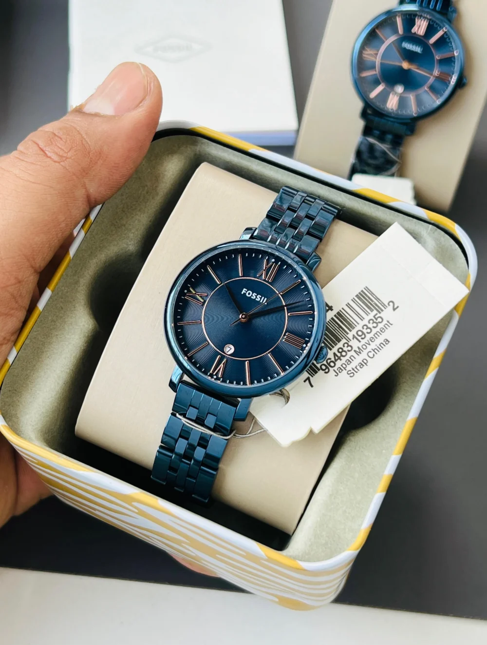 Fossil Jacqueline Three-Hand Date Blue Stainless Steel 36MM Women's Watch