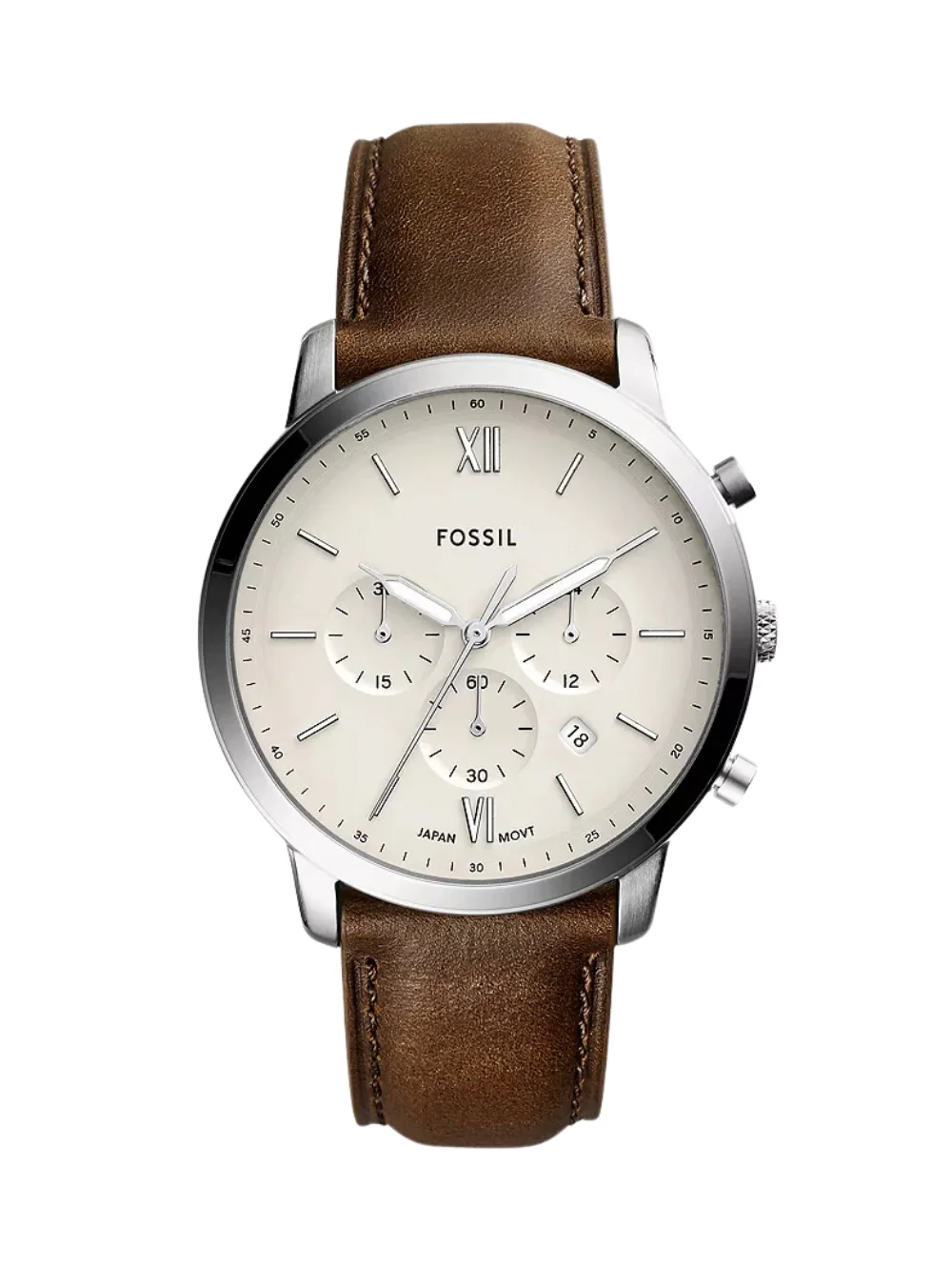 Fossil Neutra Chronograph Brown Leather White Dial FS5380 44mm Men's Watch