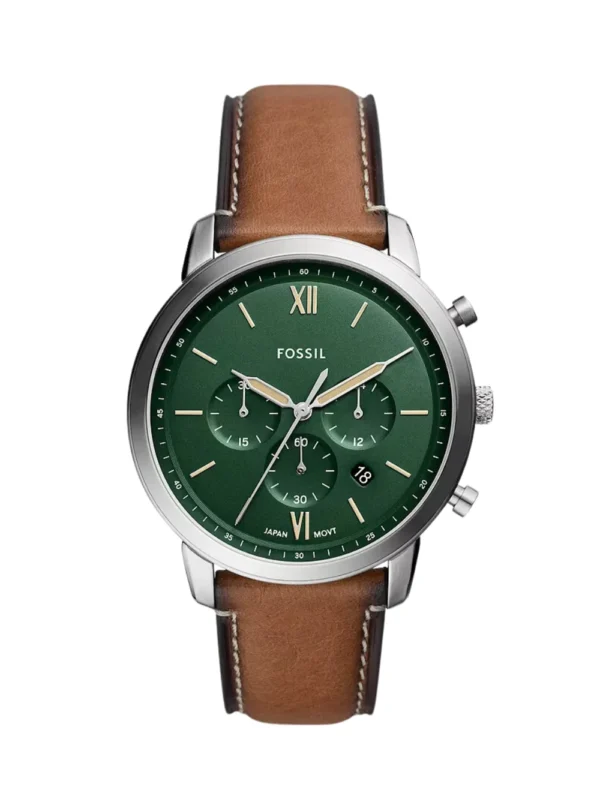 Fossil Neutra Chronograph Tan Leather Green Dial FS5963 44mm Men's Watch