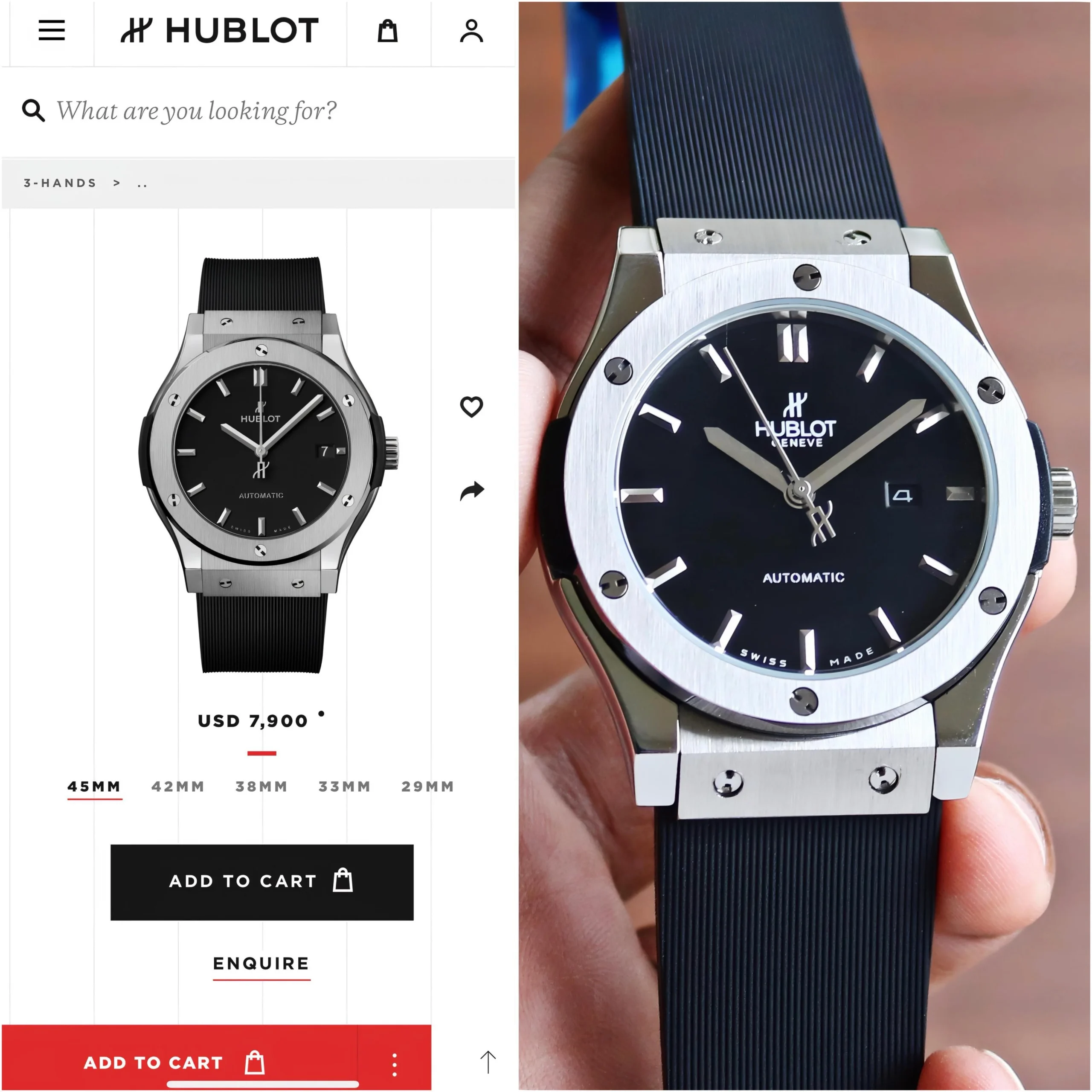 Hublot Classic Fusion Titanium with Black Rubber Strap 45MM Men's Watch
