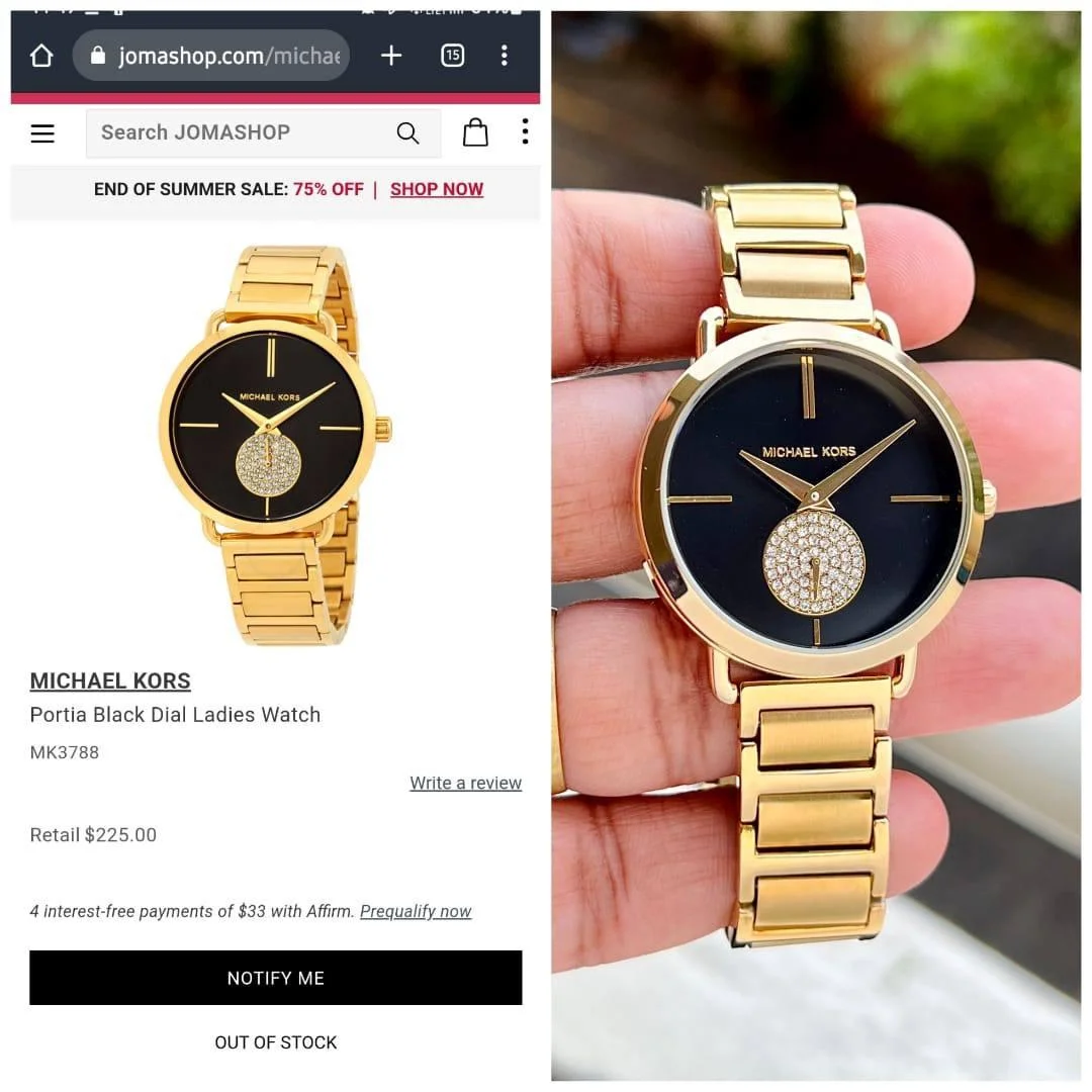 Michael Kors Portia Gold Two-Hand Sub-Eye 37MM Women's Watch