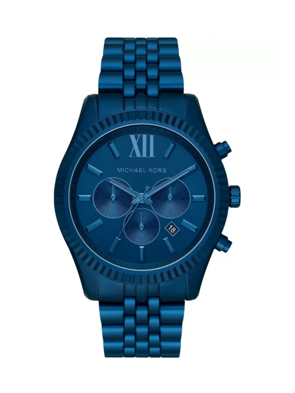 Michael Kors Chronograph Lexington Navy Aluminum Bracelet 44MM Men's Watch