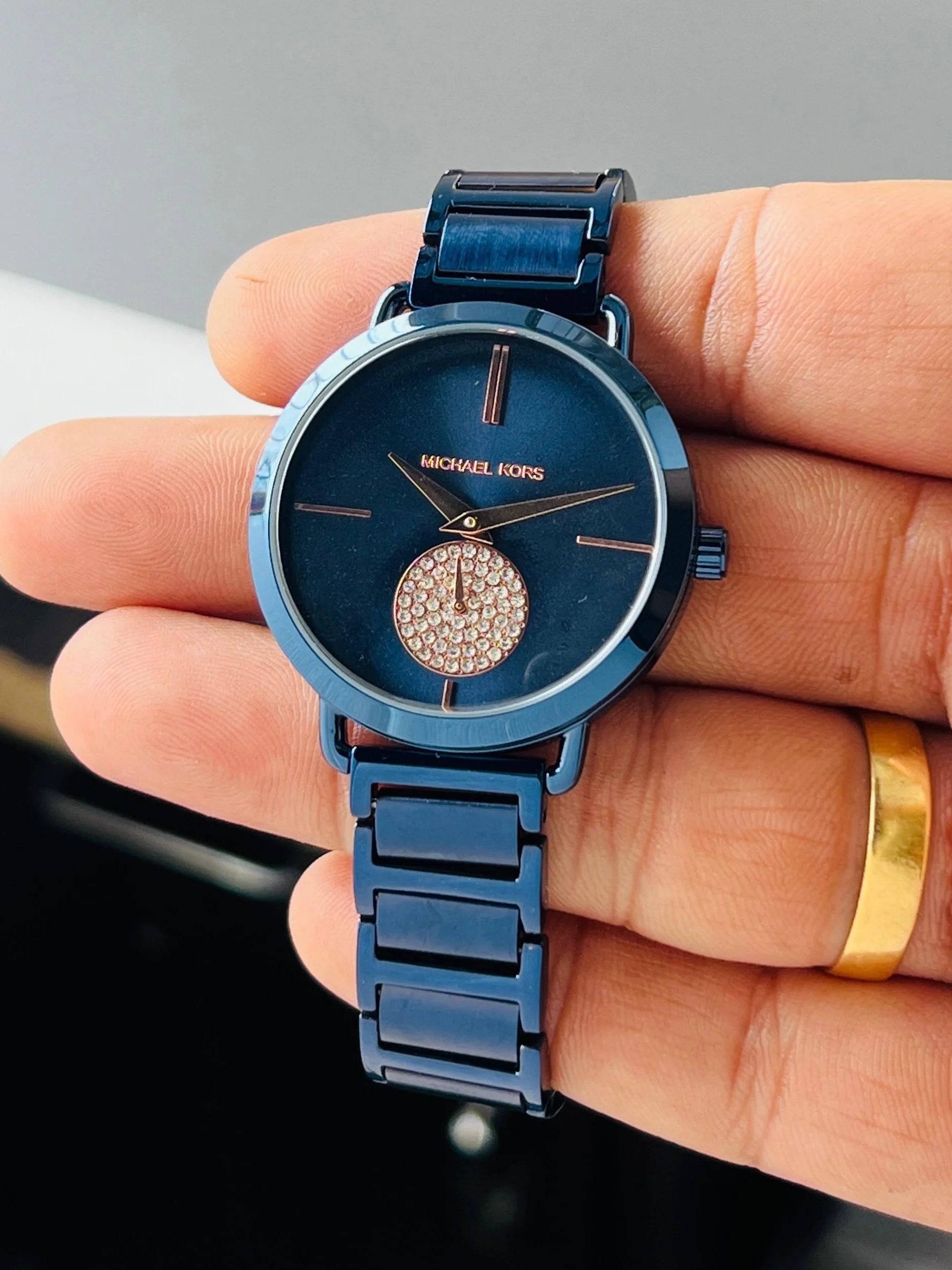 Michael Kors Portia Blue-Tone Two-Hand Sub-Eye 37MM Women’s Watch