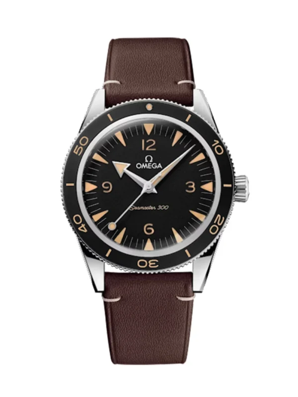Omega Seamaster 300 Black Dial Brown Leather 41MM Men's Watch