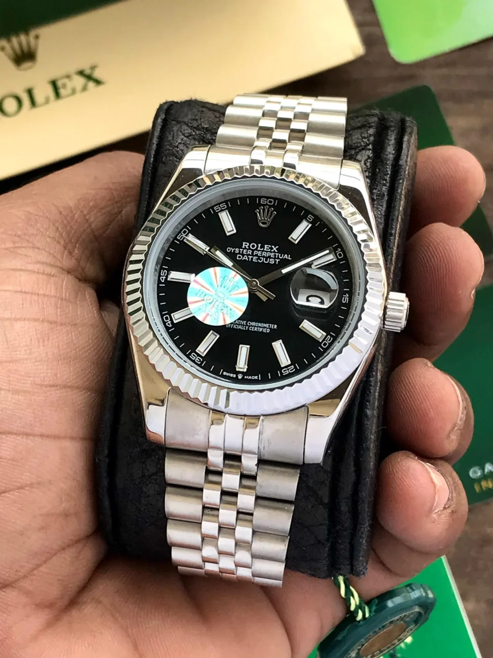 Rolex Datejust Fluted Bezel Black Index Dial Jubilee 41MM Men's Watch