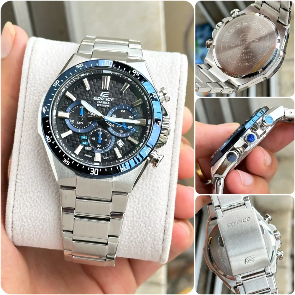 Casio Edifice Solar Chronograph 100m Stainless Steel EQS800CDB-1BV Men's Watch