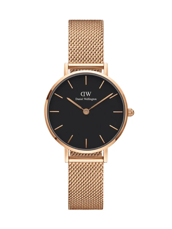 Daniel Wellington Petite Melrose Rose Gold Chain Black Dial 32 MM Women's Watch
