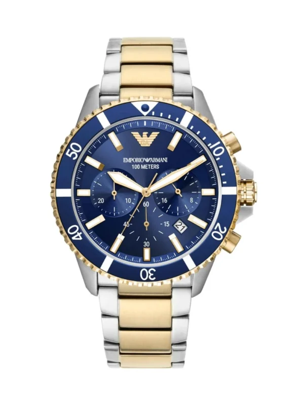 Emporio Armani Two-Tone Stainless Steel Blue Dial 43mm Men's Watch