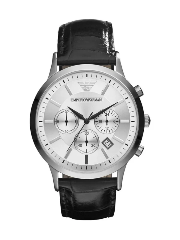 Emporio Armani Black leather Chronograph AR2432 43 MM Men's Watch