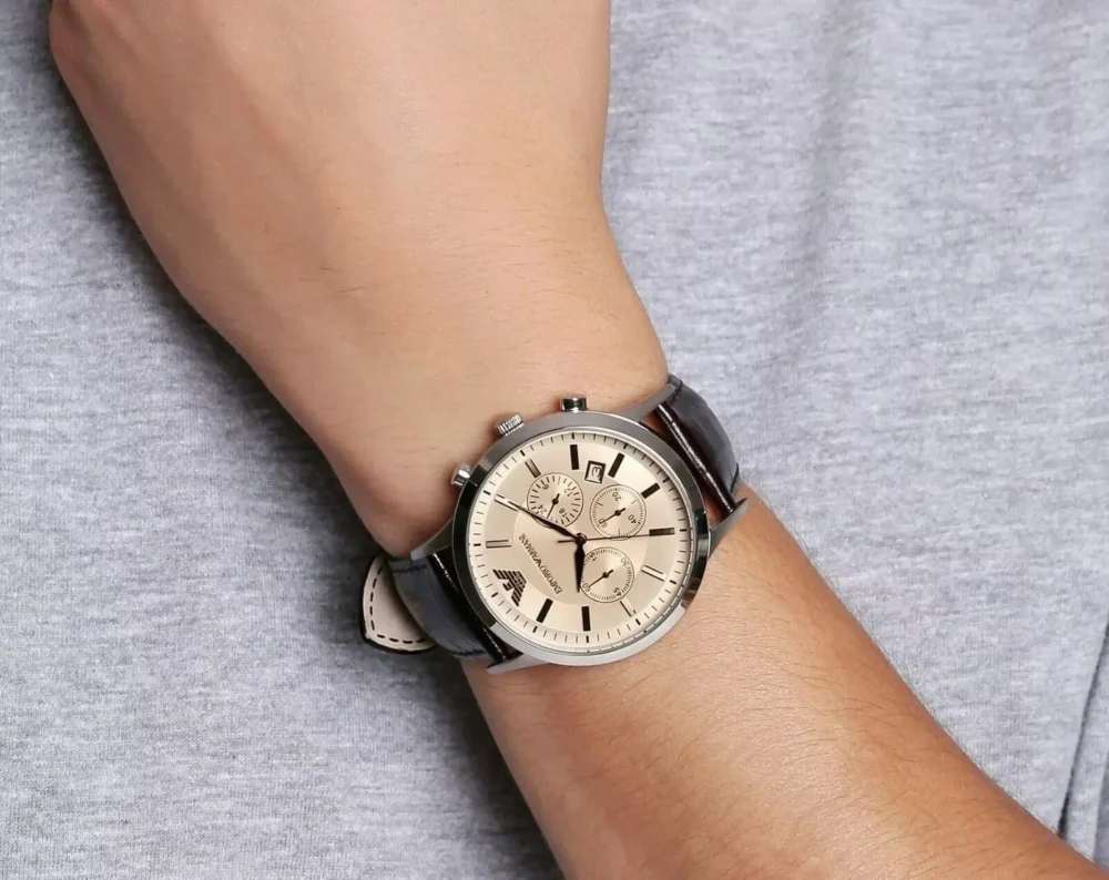 Emporio Armani Brown leather Chronograph AR2433 43 MM Men's Watch