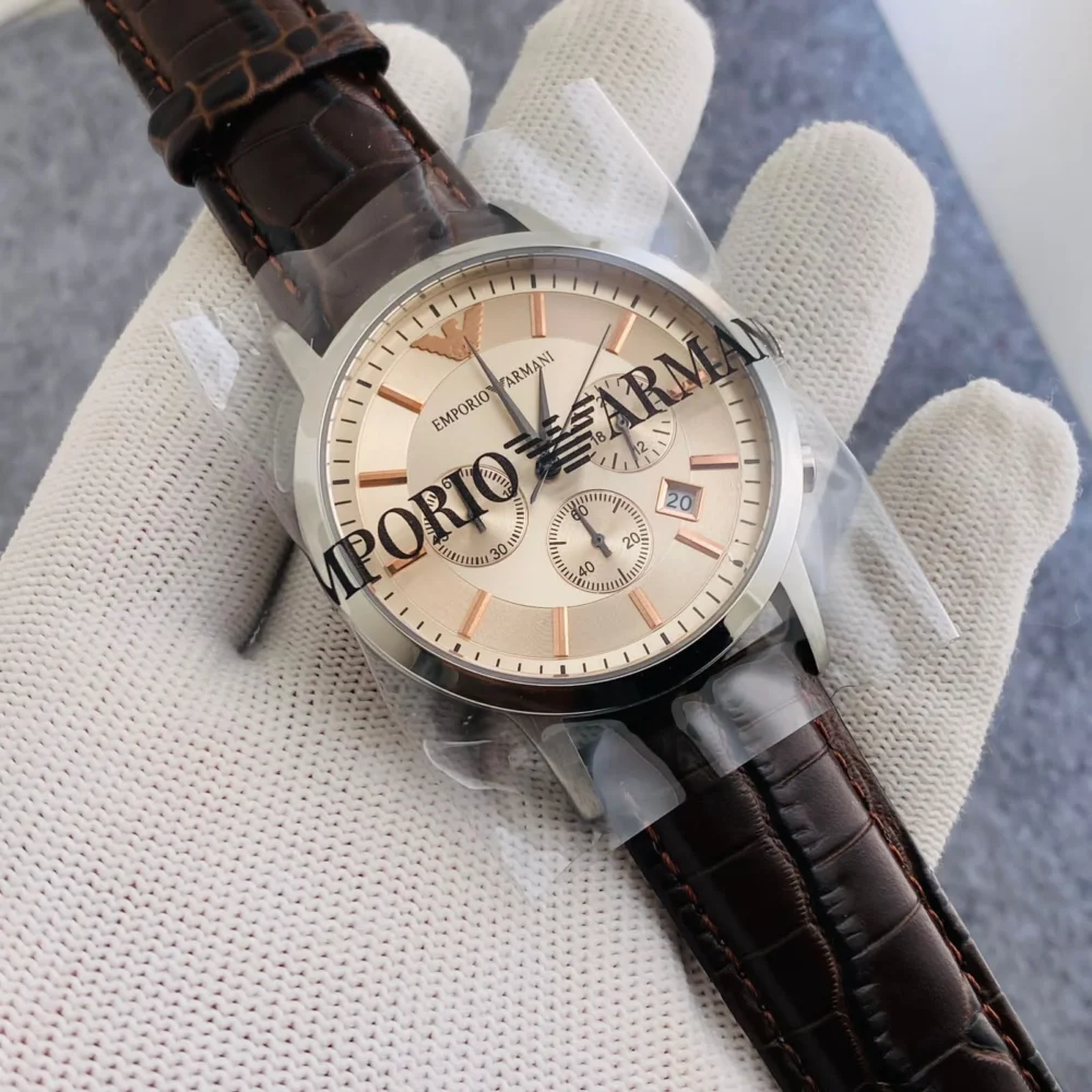 Emporio Armani Brown leather Chronograph AR2433 43 MM Men's Watch