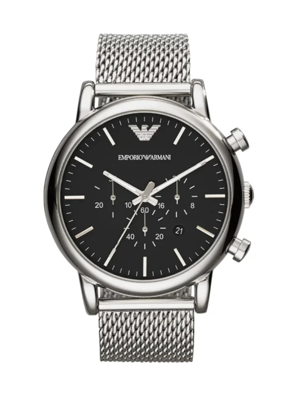 Emporio Armani Chronograph silver with Black Dial AR1808 46 MM Men's Watch