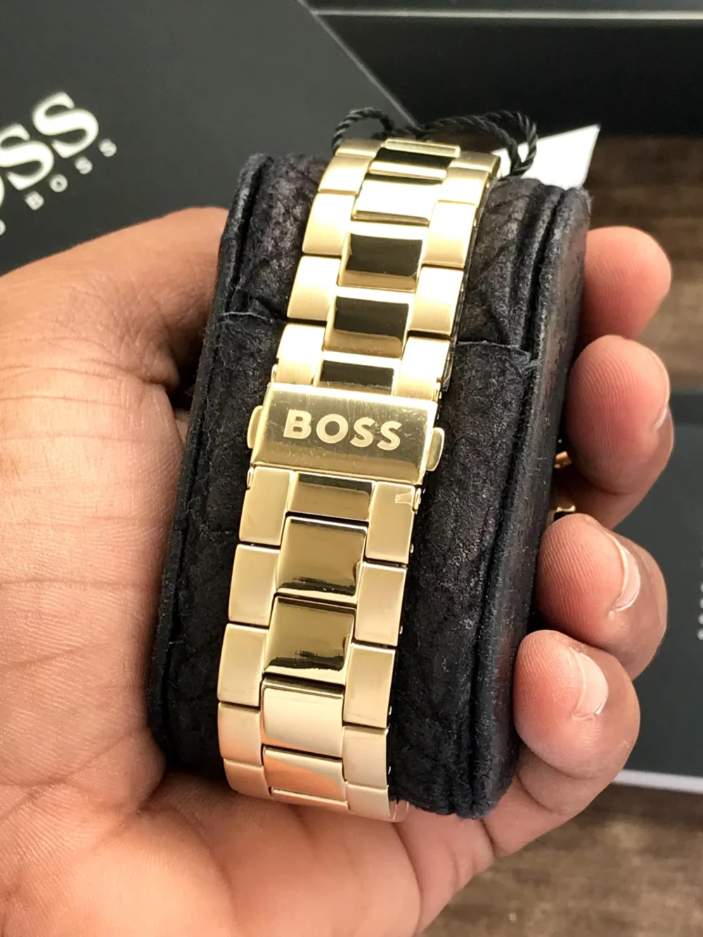 Hugo Boss 1513973 Blue Dial Gold Chain Men's Watch