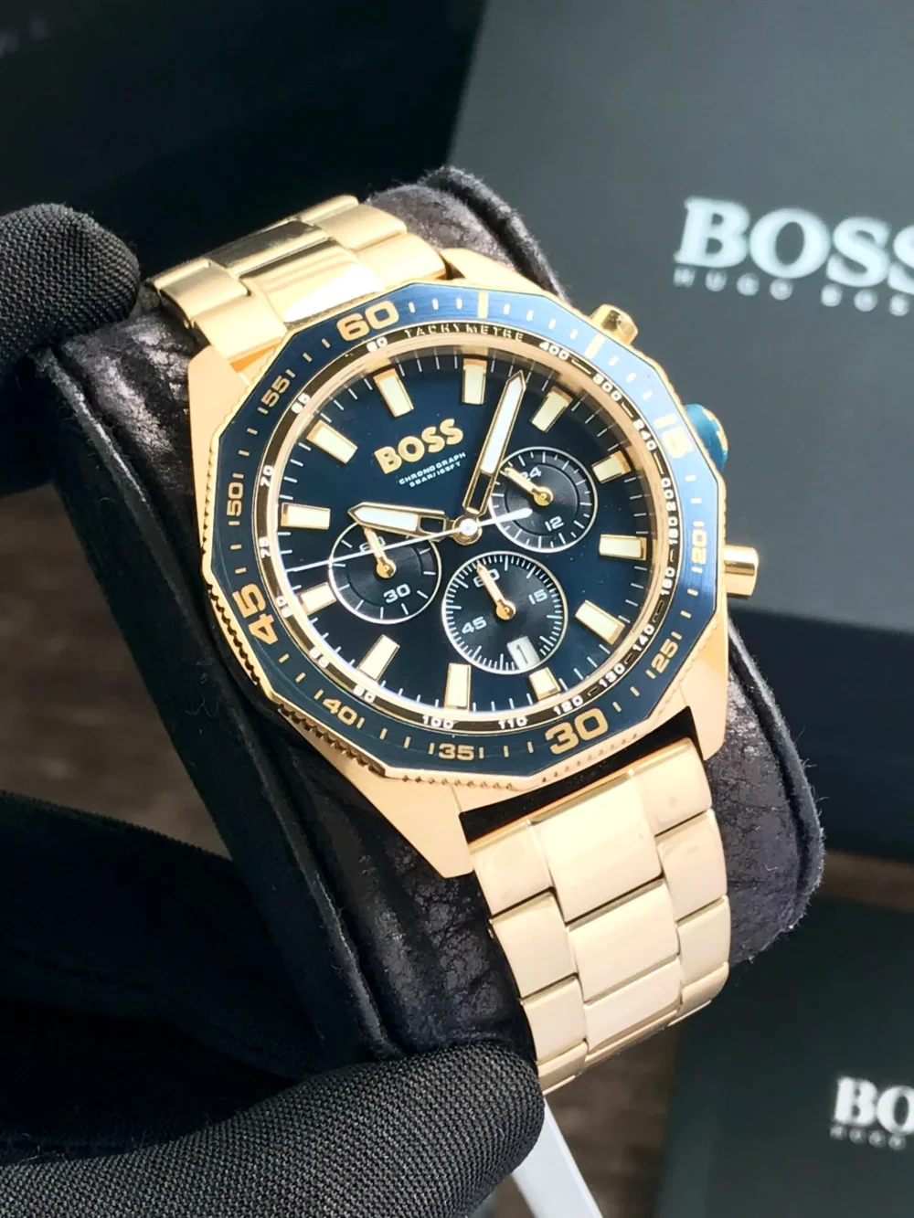 Hugo Boss 1513973 Blue Dial Gold Chain Men's Watch