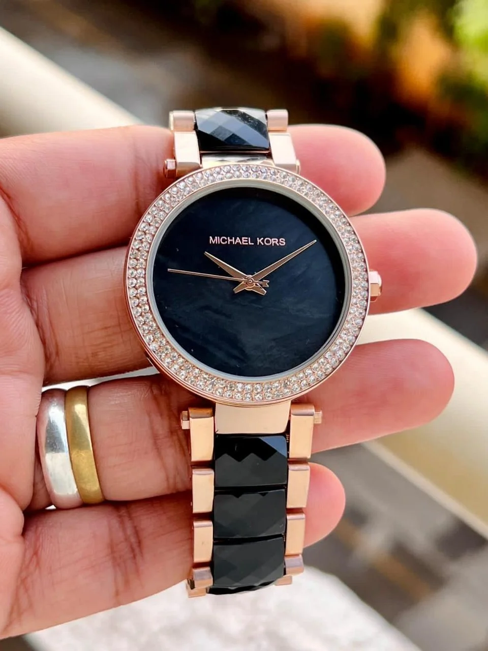 Michael Kors Parker Black Rose Gold-Tone MK6414 39 MM Women's Watch