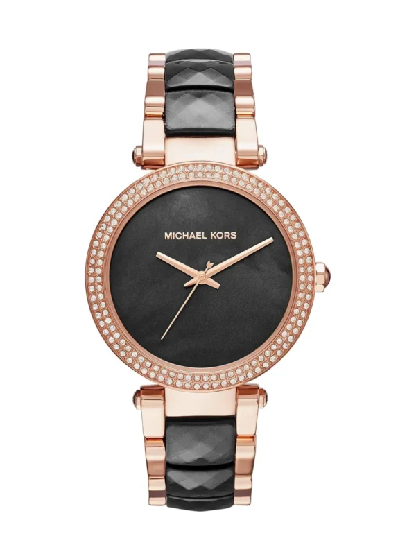 Michael Kors Parker Black Rose Gold-Tone MK6414 39 MM Women's Watch