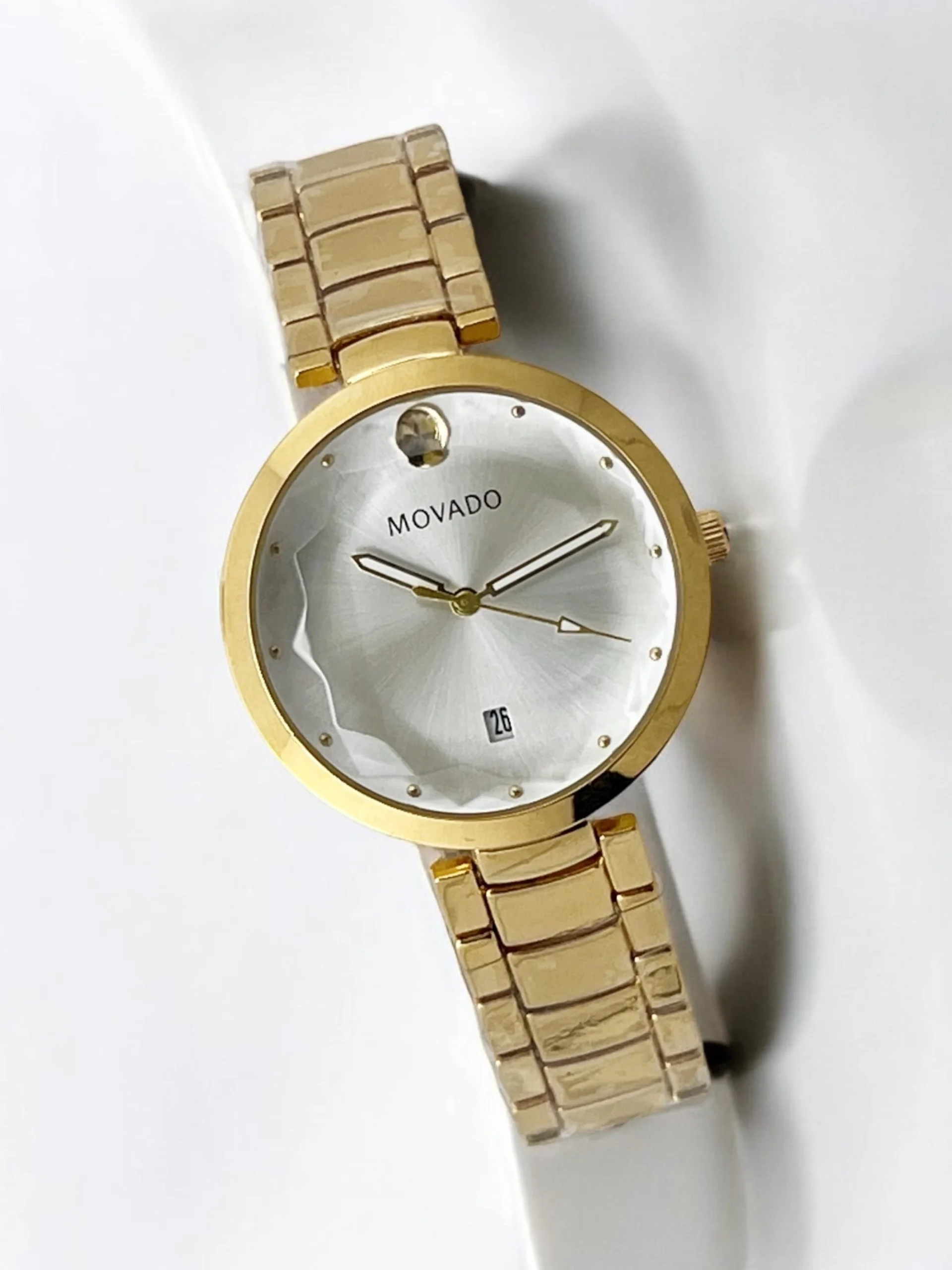 Movado Gold Chain White Dial With Date Women's Watch