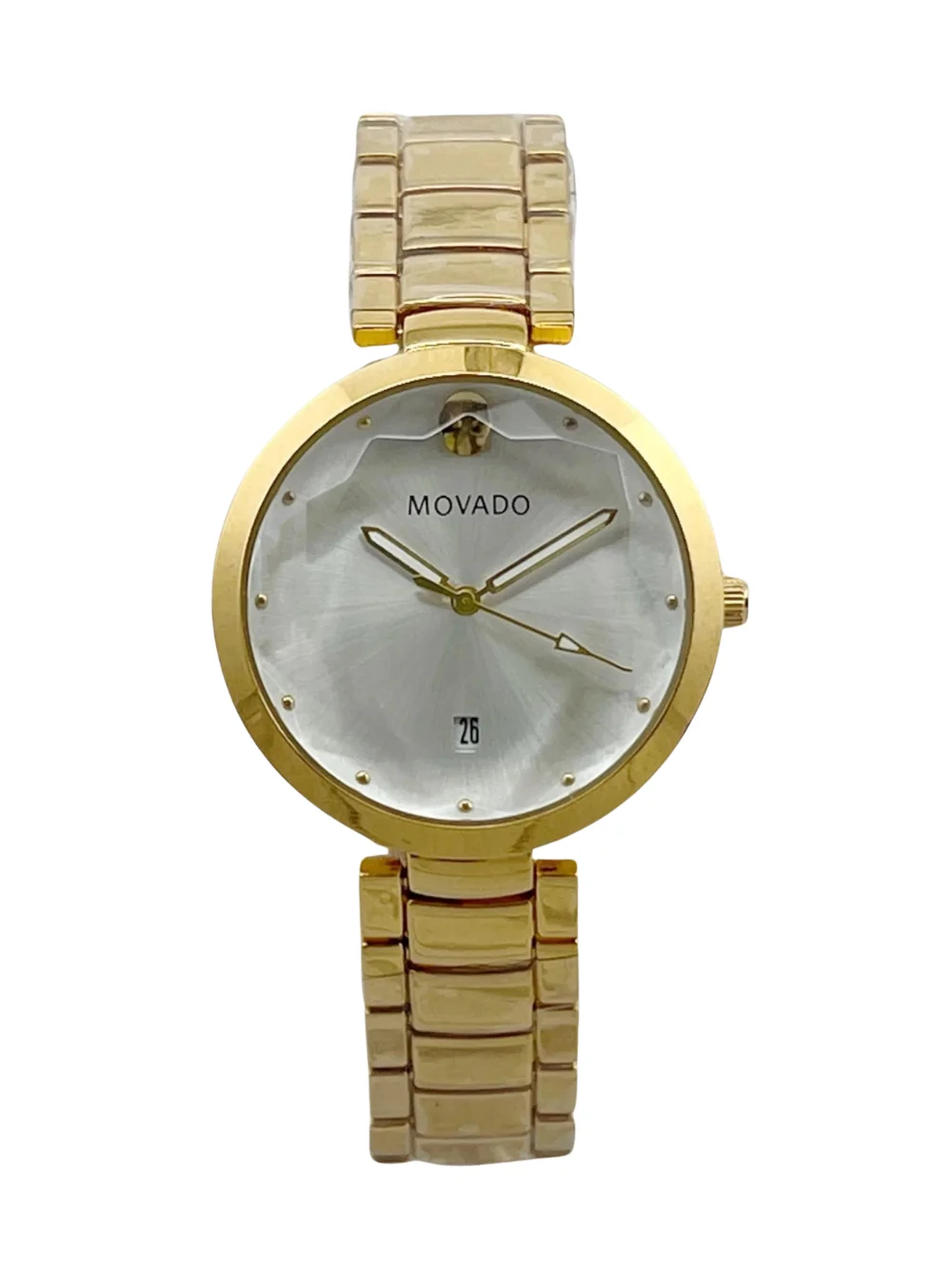 Movado Gold Chain White Dial With Date Women's Watch