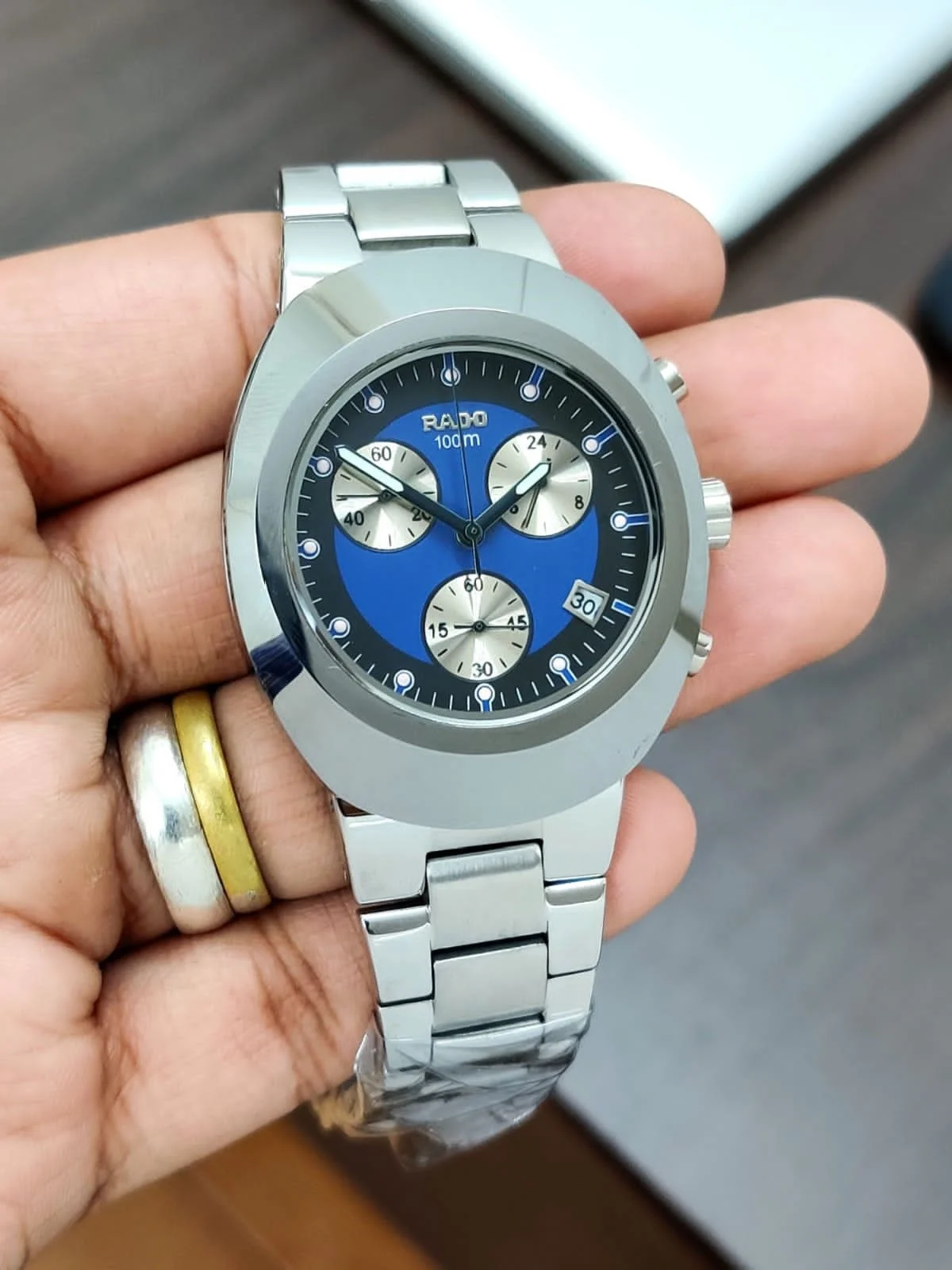 Rado DiaStar Chronograph Silver Blue Dial R12638173 39mm Men's Watch