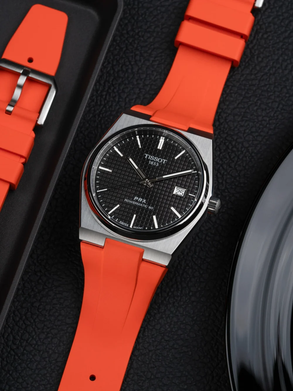 Tissot PRX Orange Strap Black Dial 42mm Men's Watch (2)