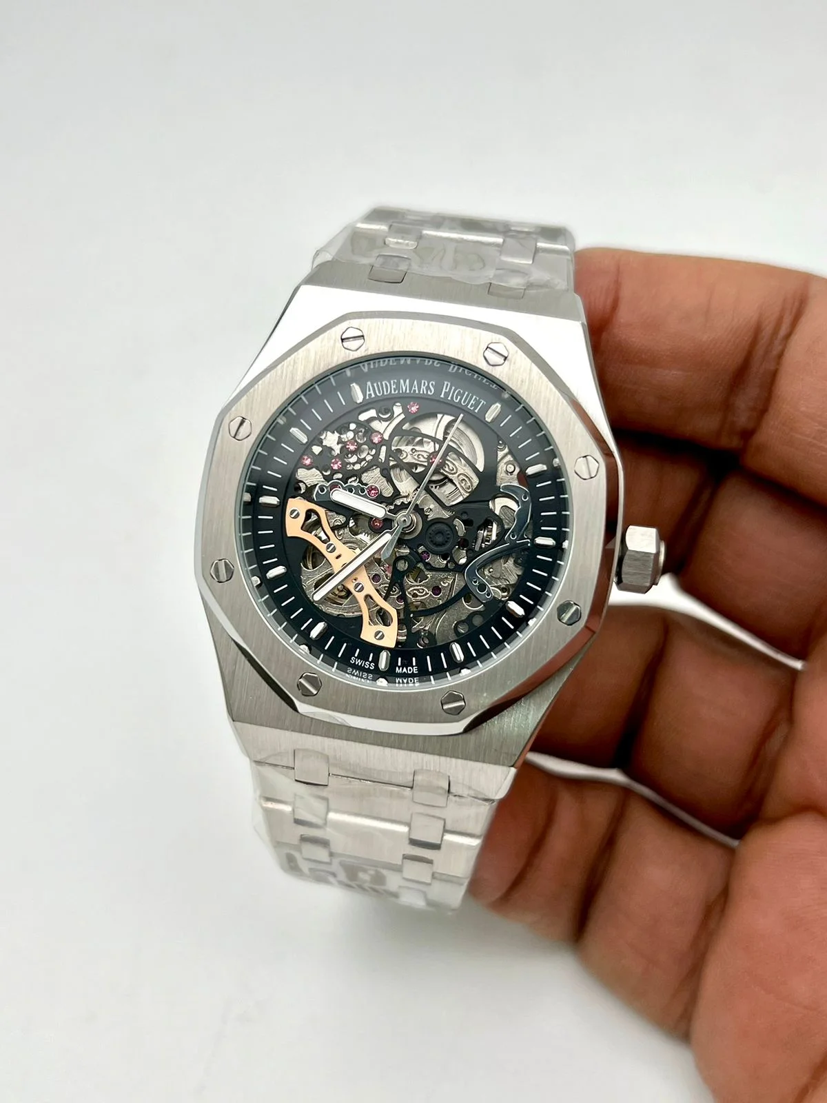 Audemars Piguet Royal Oak Double Balance Wheel Openworked Silver 41mm Men's Watch - 15407ST.OO.1220ST.01