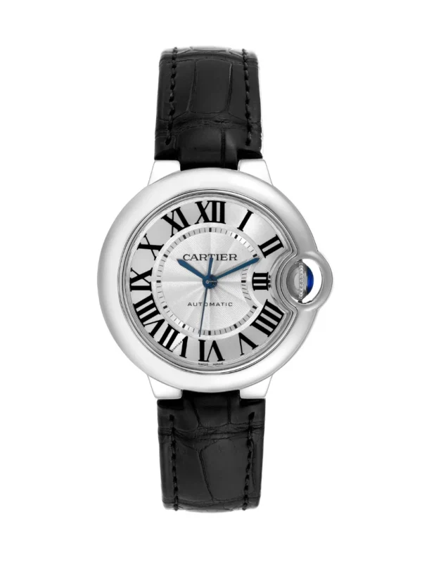 Cartier Ballon Bleu de Black Lather White Dial 33 mm Women's Watch