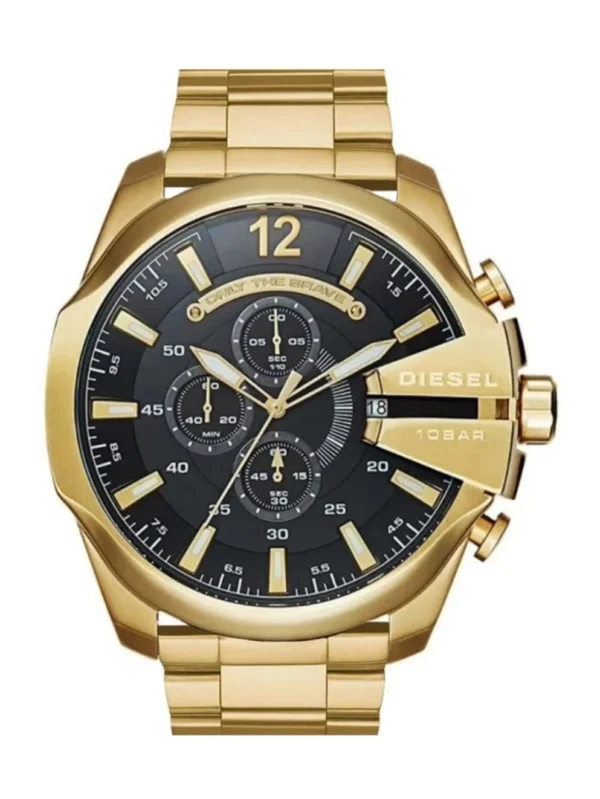 Diesel Mega Chief Gold Black Dial 10 Bar Chronograph 51MM Men's Watch