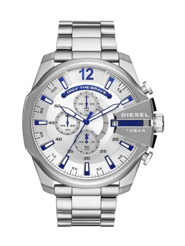 Diesel Mega Chief Silver 10 Bar Chronograph 51MM Men's Watch - DZ4477