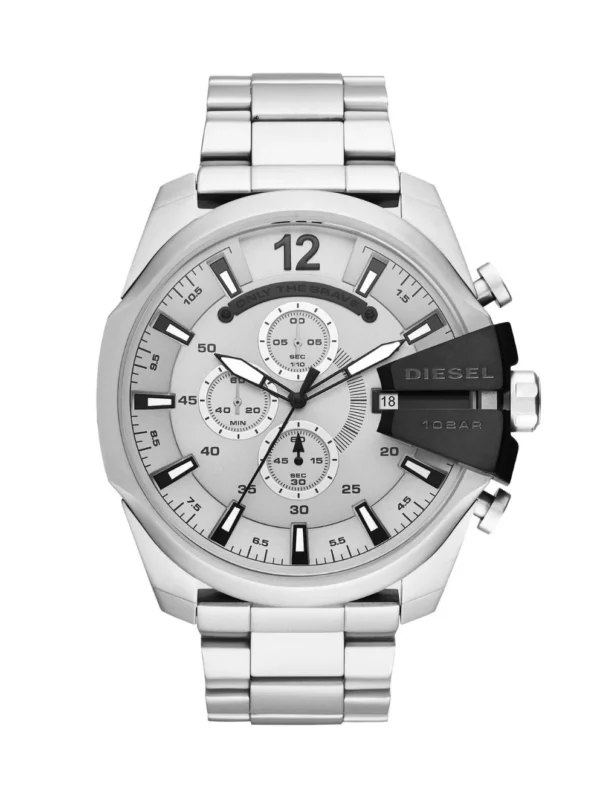 Diesel Mega Chief Silver 10 Bar Chronograph 51MM Men's Watch - DZ4501
