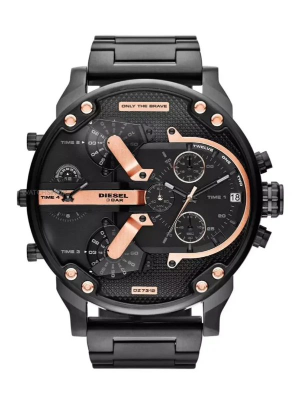 Diesel Mr. Daddy 2.0 Black Chronograph 4 Time Zones Men' Watch - DZ7312