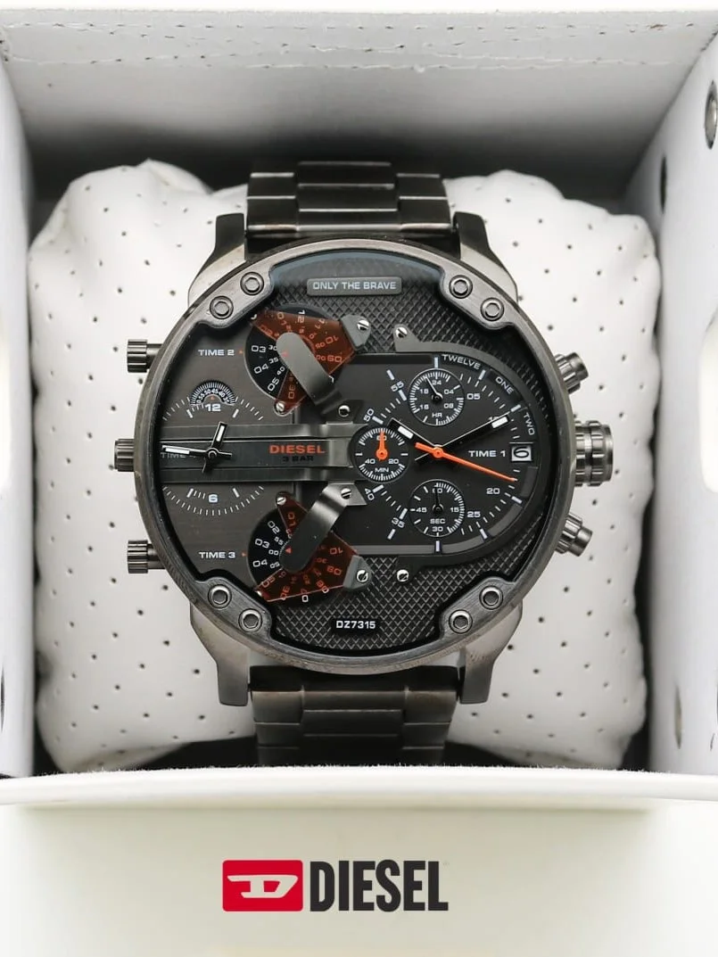 Diesel Mr. Daddy 2.0 Black Chronograph 4 Time Zones Men' Watch - DZ7315