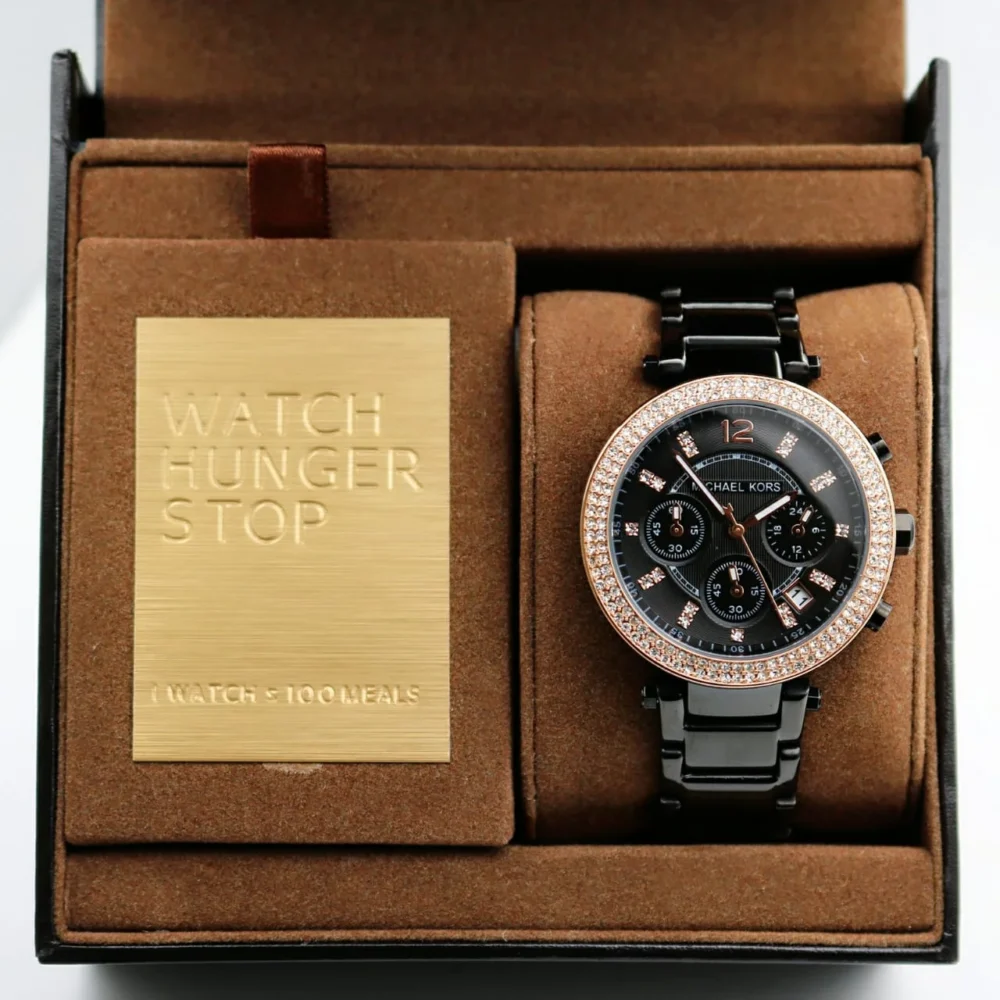 Michael Kors Parker Rose Gold Bezel Black MK5885 39 MM Women's Watch
