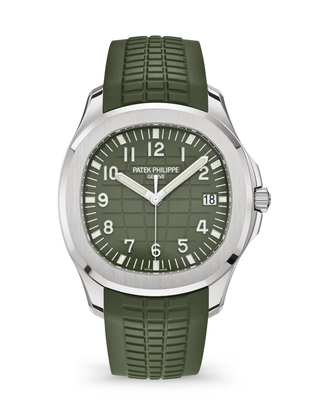 Patek Philippe Aquanaut Silver, Green Dial 40mm Men's Watch 5168G-010