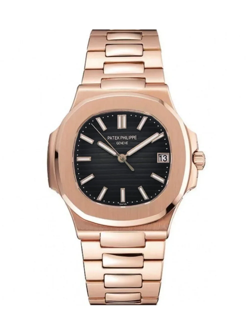 Patek Philippe Nautilus Rose Gold Tone Black Dial 40mm Men's Watch