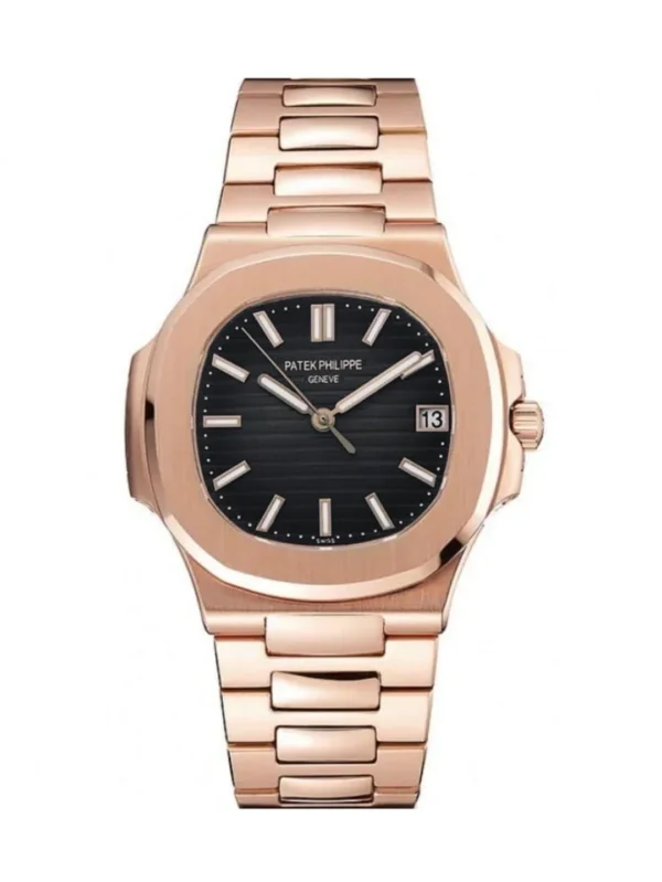 Patek Philippe Nautilus Rose Gold Tone Black Dial 40mm Men's Watch