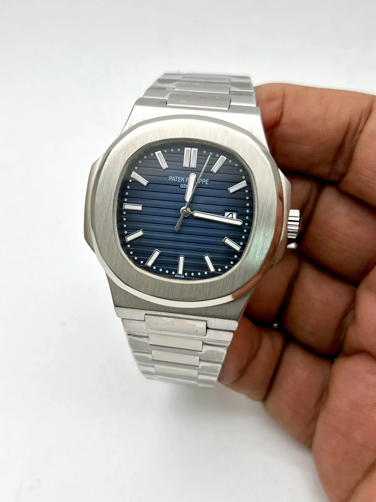Patek Philippe Nautilus Silver Tone Blue Dial 40mm Men's Watch - 57111A-010