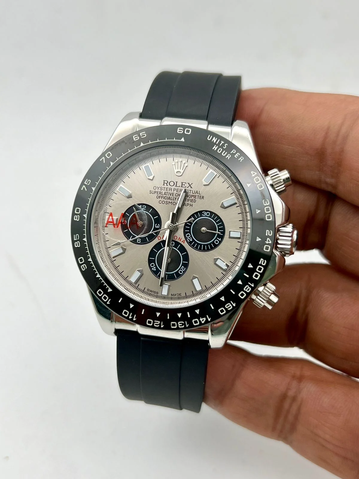 Rolex Cosmograph Daytona Black Strap Silver Dial 40mm Men's Watch - 116519