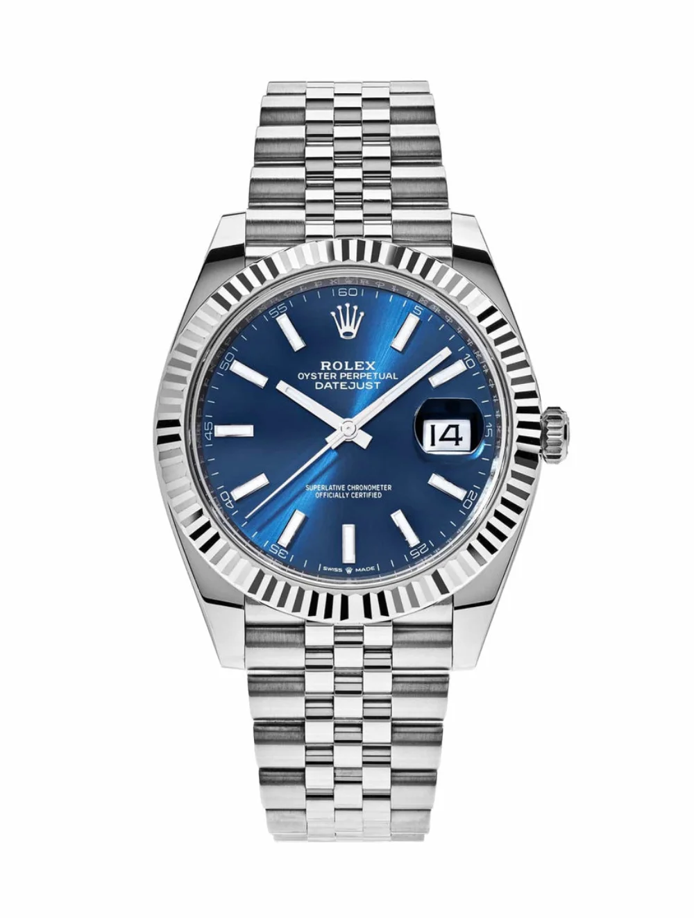 Rolex Datejust Silver Tone Blue Dial 41mm Men's Watch - 126334