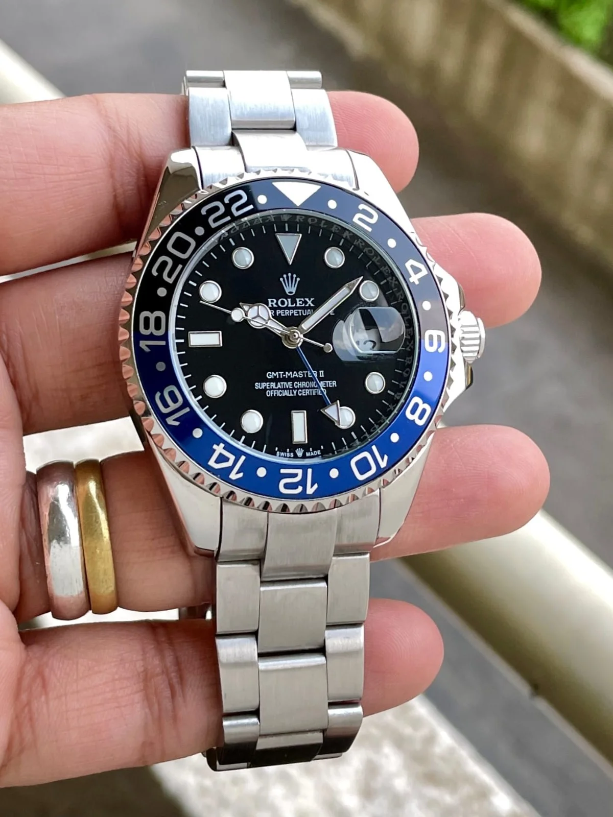 Rolex GMT-Master II Silver Black Dial Batman 40mm Men's Watch - 126710BLNR-0003