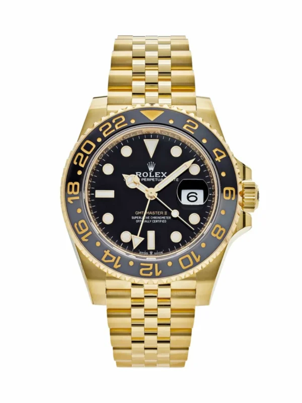 Rolex GMT-Master II Yellow Gold Jubilee Bracelet Black Dial 126718GRNR 40MM Men's Watch