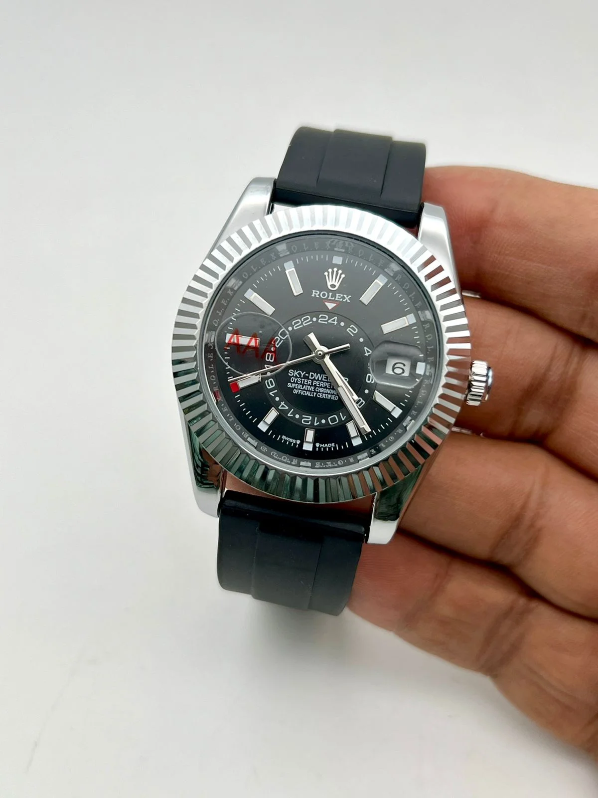 Rolex Sky-Dweller Oyster Silver Black Dial M336239-0002 42mm Men's Watch