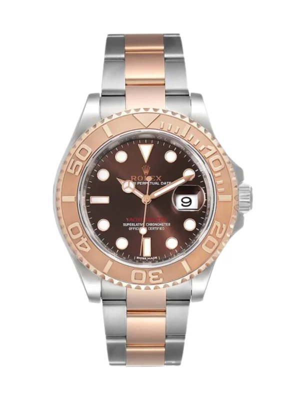 Rolex Yacht-Master Rose Gold & Silver Tone Chocolate Dial 40mm Men's Watch -116621-0001