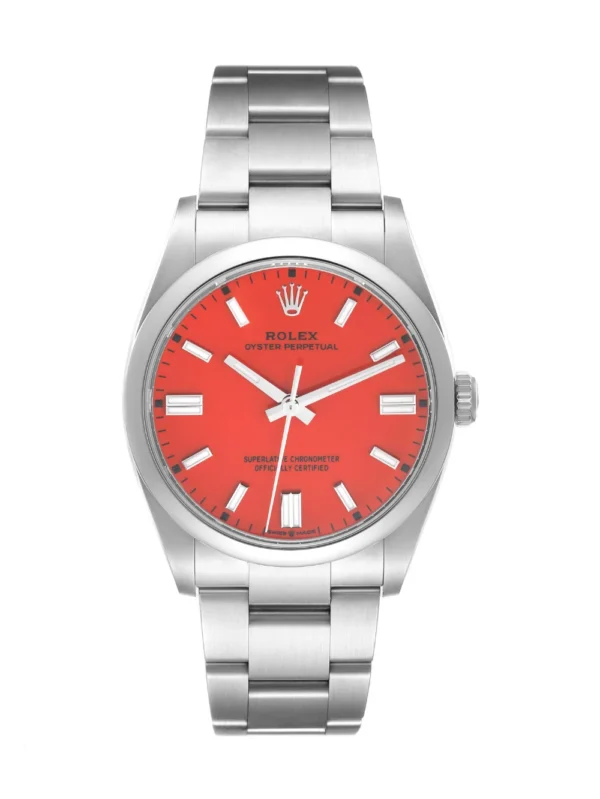 Rolex Oyster Perpetual Red Dial 41mm Men's Watch - 124300