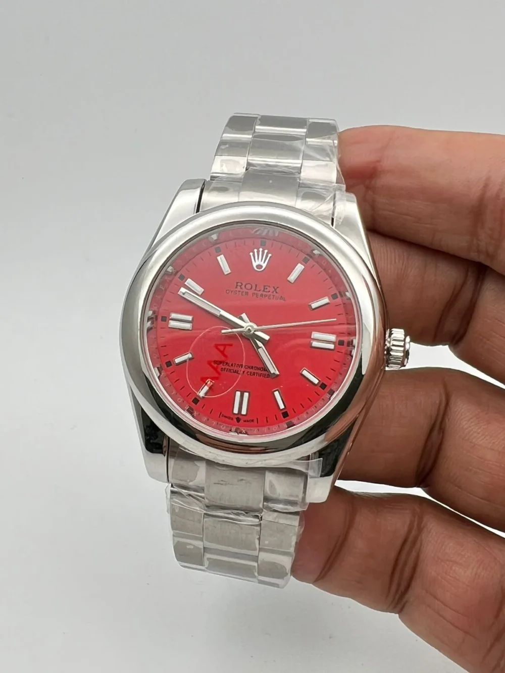 Rolex Oyster Perpetual Red Dial 41mm Men's Watch - 124300