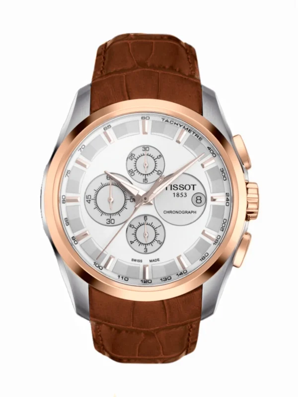 Tissot Couturier Quartz Chronograph Brown Leather 43mm Men's Watch