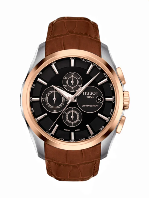 Tissot Couturier Quartz Chronograph Brown Leather 43mm Men's Watch (2)