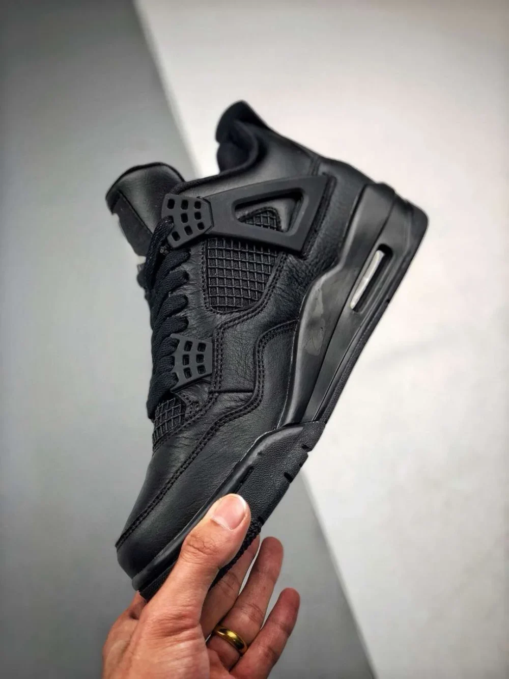 030 Air Jordan 4 Retro “Black Cat” BlackBlack-Light Graphite For Sale