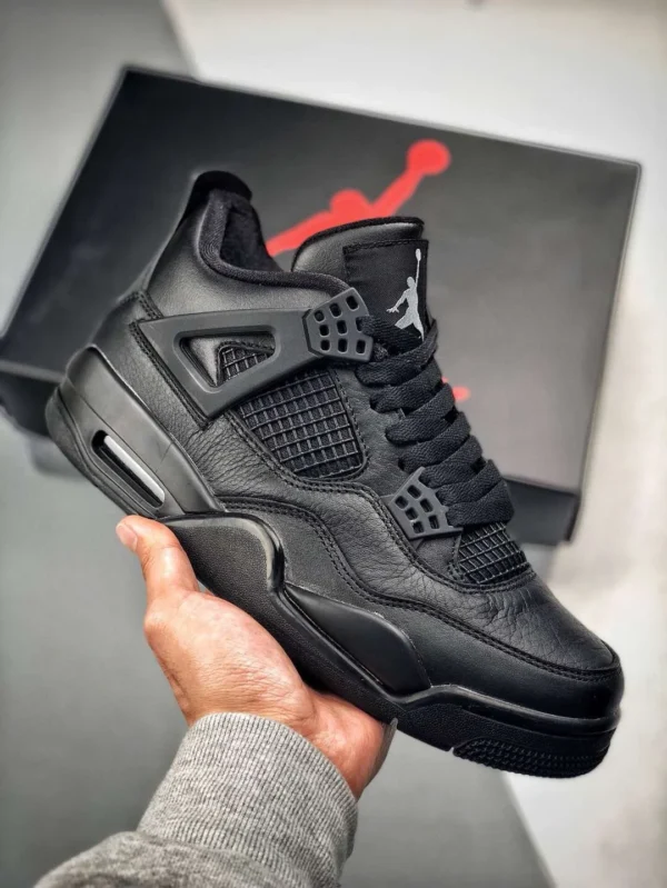 030 Air Jordan 4 Retro “Black Cat” BlackBlack-Light Graphite For Sale