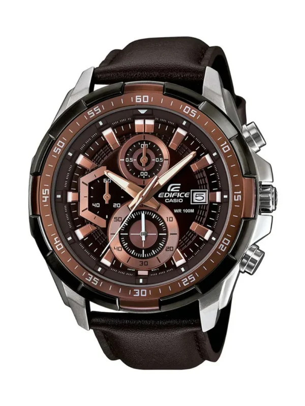 Casio Edifice EFR-539L-5AVUDF Brown Analog Dial Brown Leather Band Men's Watch